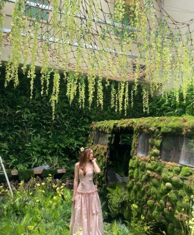 Đầm xòe 2 dây đính hoa