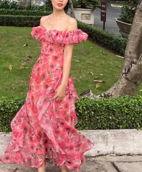 Đầm xòe maxy tay bèo